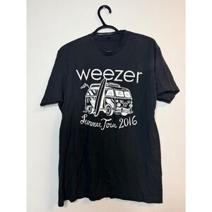 Weezer Summer Tour 2016 Concert Graphic T-Shirt Black Men's Large Surf Van